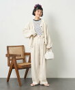別注 リネンレーヨンノーカラーVネックジャケット<セットアップ対応>
