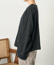 別注 リネンレーヨンノーカラーVネックジャケット<セットアップ対応>