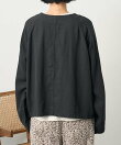 別注 リネンレーヨンノーカラーVネックジャケット<セットアップ対応>
