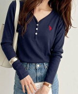 【SALE／40%OFF】GeeRA 【U.S.POLO.USSN】Vネックヘンリーリブカットソー ジーラ トップス カットソー・T…