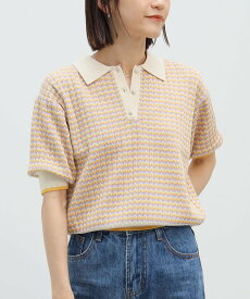 BEAMS HEART WOMEN 【洗濯機OK】BEAMS HEART / マルチジャカード ニットポロ 24SS イージーケア ビームス ハート トップス ニット グリーン イエロー ブルー【送料無料】