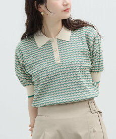 BEAMS HEART WOMEN マルチジャカード ニットポロ 26SS ロングシーズン ビームス ハート トップス ポロシャツ グリーン イエロー ピンク ブルー オレンジ【送料無料】
