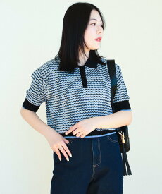 BEAMS HEART WOMEN BEAMS HEART / マルチジャカード ニットポロ ビームス ハート トップス ニット ブルー イエロー グリーン【送料無料】