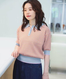 BEAMS HEART WOMEN 【半袖/襟付き】マルチジャカード ニットポロ 25SS ポロシャツ ポロニット ビームス ハート トップス ポロシャツ グリーン イエロー ピンク ブルー【送料無料】