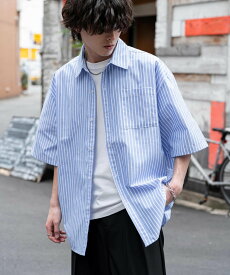 Rocky Monroe 新色追加 オーバーサイズレギュラーカラーTCブロード半袖シャツ ロッキーモンロー トップス シャツ・ブラウス ブラック グレー ネイビー ベージュ ブルー ホワイト