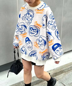 【SALE／10%OFF】CIAOPANIC TYPY 【SOUNDS GOOOOD】アソートフェイス柄ファンキーニット チャオパニックティピー トップス ニット グリーン ホワイト ブルー【送料無料】