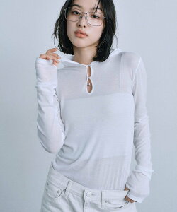 CODE A �yRe�zsheer hoodie tee �R�[�h�G�[ �g�b�v�X �j�b�g �O���[ �z���C�g�y���������z