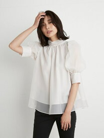 SNIDEL ハーフスリーブオーガンジーブラウス スナイデル シャツ/ブラウス シャツ/ブラウスその他 ホワイト ベージュ【送料無料】
