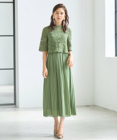 【SALE／45%OFF】DRESS+ ワンピース ドレス レース プリーツ パーティードレス 結婚式 ドレスプラス ワンピース・ドレス ドレス パープル ネイビー ピンク カーキ グレー ブルー【送料無料】