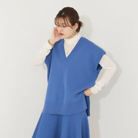 【SALE／35%OFF】Rouge vif la cle 【セットアップ対応】ニットロングベスト ルージュ・ヴィフ ラクレ トップス その他のトップス ブルー ブラック ブラウン【送料無料】