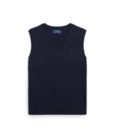 POLO RALPH LAUREN (ガールズ 7才~16才)スカラップド コットン セーター ベスト ラルフローレン トップス ベスト・ジレ ネイビー【送料無料】