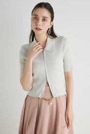 rienda 【WEB限定】ZIPシャツKnit TOP リエンダ トップス ニット ホワイト ブラック パープル ブルー【送料無料】