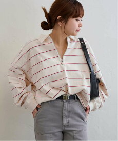 【SALE／30%OFF】U by SPICK&SPAN ボーダーハーフジッププルオーバー ユーバイスピックアンドスパン トップス カットソー・Tシャツ レッド ブルー【送料無料】