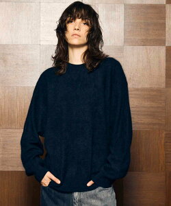 MAISON SPECIAL Super140 Brushed Extra Fine Merino Wool Crew Neck Knit ���]���X�y�V���� �g�b�v�X �j�b�g �u���b�N �O���[ �s���N�y���������z