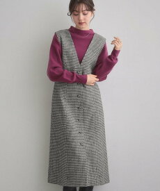 Couture Brooch 【クラシカル・通勤】ラメ千鳥釦デザインジャンスカ クチュールブローチ ワンピース・ドレス その他のワンピース・ドレス ブラック【送料無料】