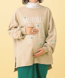 【SALE／50%OFF】LEPSIM 【産前・産後対応】マタニティ/裏毛ロゴ刺繍スウェット レプシィム マタニティウェア・ベビー用品 マタニティトップス グレー ベージュ