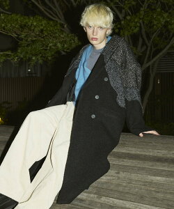 MAISON SPECIAL Zigzag Different Material Docking Prime-Over Coat ���]���X�y�V���� �W���P�b�g�E�A�E�^�[ �`�F�X�^�[�R�[�g �u���b�N�y���������z