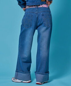 B ONE SOUL ��WEB���� / �Z�b�g�A�b�v�Ή� / ���[���A�b�v�X�^�b�Y�f�j�� / sqnzstar roll-up denim �i�o�� �p���c ���̑��̃p���c �u���b�N �u���[�y���������z
