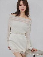 FRAY I.D 【ウォッシャブル】2wayフロッキーチュールトップス フレイ アイディー トップス カットソー・T…
