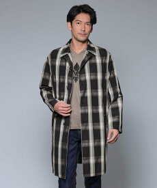 【SALE／50%OFF】EPOCA UOMO 【PRIMA COLLECTION】チェックパターンステンカラーコート エポカ ジャケット・アウター ステンカラーコート ブラック【送料無料】