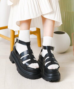 attagirl 厚底グルカサンダル アタガール シューズ・靴 サンダル ベージュ ホワイト