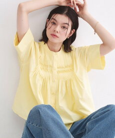 【SALE／40%OFF】OPAQUE.CLIP ピンタックフレアシャツ【洗濯機洗い可】 オペークドットクリップ トップス シャツ・ブラウス イエロー ブラック ホワイト