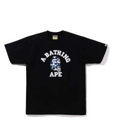 A BATHING APE BAPE CAMO GO APE POINTER COLLEGE TEE ア ベイシング エイプ トップス カットソー・Tシャツ ブラック ホワイト【送料無料】