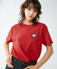 TOMMY JEANS (M)TOMMY HILFIGER(トミーヒルフィガー) ロゴワッペンTシャツ トミーヒルフィガー トップス カットソー・Tシャツ ネイビー ピンク ブラック ブルー ホワイト レッド【送料無料】