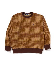 【SALE／50%OFF】A BATHING APE PIRATE STORE STA HOUNDSTOOTH JACQUARD RELAXED FIT CREWNECK SWEATSHIRT M ア ベイシング エイプ パイレーツストア トップス スウェット・トレーナー ブラウン ブラック【送料無料】