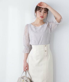 【SALE／50%OFF】PROPORTION BODY DRESSING チュールエンブロイダリーブラウス プロポーションボディドレッシング トップス シャツ・ブラウス カーキ グレー ピンク【送料無料】