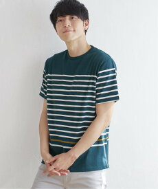 【SALE／10%OFF】ikka ボルテックスパネルボーダーT イッカ トップス カットソー・Tシャツ グリーン ホワイト グレー ネイビー