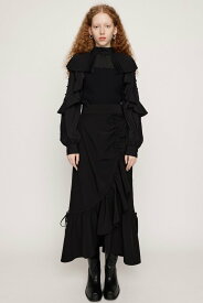 SLY ASYMMETRY HEM GATHER スカート スライ スカート ミディアムスカート ブラック グレー【送料無料】