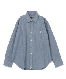A BATHING APE ONE POINT CHAMBRAY SHIRT ア ベイシング エイプ トップス シャツ・ブラウス グレー ブルー【送料無料】