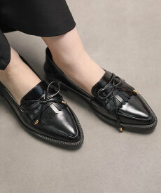 aimoha 【shoes365】ポインテッド トゥ厚底キルトローファー アイモハ シューズ・靴 ローファー ブラック【送料無料】