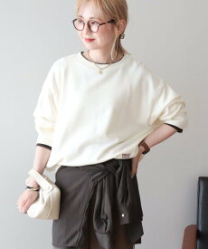 AMERICAN HOLIC 配色レイヤードスウェット アメリカンホリック トップス スウェット・トレーナー ホワイト グレー ネイビー【送料無料】