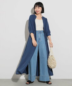 BEAMS HEART WOMEN BEAMS HEART / 麻調ギャザー ワンピース ビームス ハート ワンピース・ドレス その他のワンピース・ドレス ブルー ベージュ【送料無料】