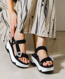 attagirl パールモチーフ厚底サンダル アタガール シューズ・靴 サンダル ホワイト