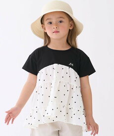 petit main 【リンク】ドッキングティアードTシャツ ナルミヤオンライン トップス カットソー・Tシャツ ネイビー パープル ホワイト