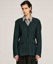 Padded Shoulder V-Neck Jacket