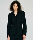 Padded Shoulder V-Neck Jacket