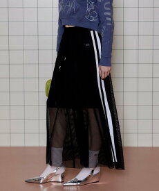 MAISON SPECIAL Side Line Mesh Skirt メゾンスペシャル スカート ロング・マキシスカート ブラック ホワイト ピンク【送料無料】