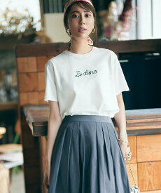 【SALE／20%OFF】23区 【洗える】La dune ロゴTシャツ ニジュウサンク トップス カットソー・Tシャツ ホワイト グレー ベージュ ブラウン【送料無料】