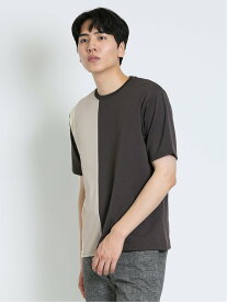 【SALE／21%OFF】m.f.editorial KAITEKI 縦切替 クルーネック半袖Tシャツ タカキュー トップス カットソー・Tシャツ グレー ホワイト グリーン