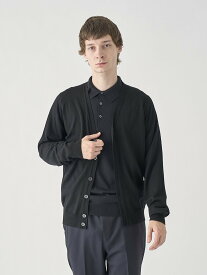 【SALE／20%OFF】JOHN SMEDLEY Vネック長袖ニットカーディガン ｜ BURLEY ｜ 24G STANDARD FIT ジョンスメドレー トップス ニット ブラック【送料無料】