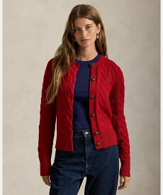 POLO RALPH LAUREN ケーブルニット ウールカシミヤ カーディガン ラルフローレン トップス カーディガン レッド【送料無料】