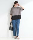 【洗濯機可/体型カバー】インせず着られる 裾配色 ゆったりバルーントップス