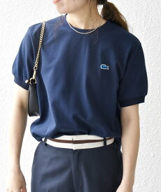 SHIPS any 【SHIPS any別注】LACOSTE: PIQUE クルーネック Tシャツ 24SS シップス トップス カットソー・Tシャツ ネイビー ホワイト ベージュ グリーン【送料無料】