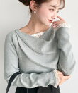 レースレイヤード風ドレープニットプルオーバー
