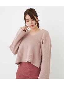 【SALE／50%OFF】rienda V/NルーズKnit TOP リエンダ トップス ニット ホワイト ブラック ピンク パープル