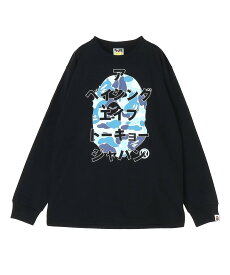 A BATHING APE ABC CAMO JAPANESE LETTERS L/S TEE ア ベイシング エイプ トップス カットソー・Tシャツ ブラック ホワイト【送料無料】